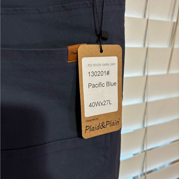 Plaid And Plain Dark Blue Dress Pants - Picture 5 of 5